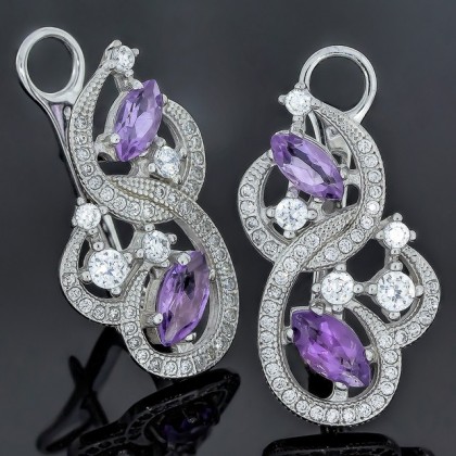 Сережки 417 аметист Rh Timofeev