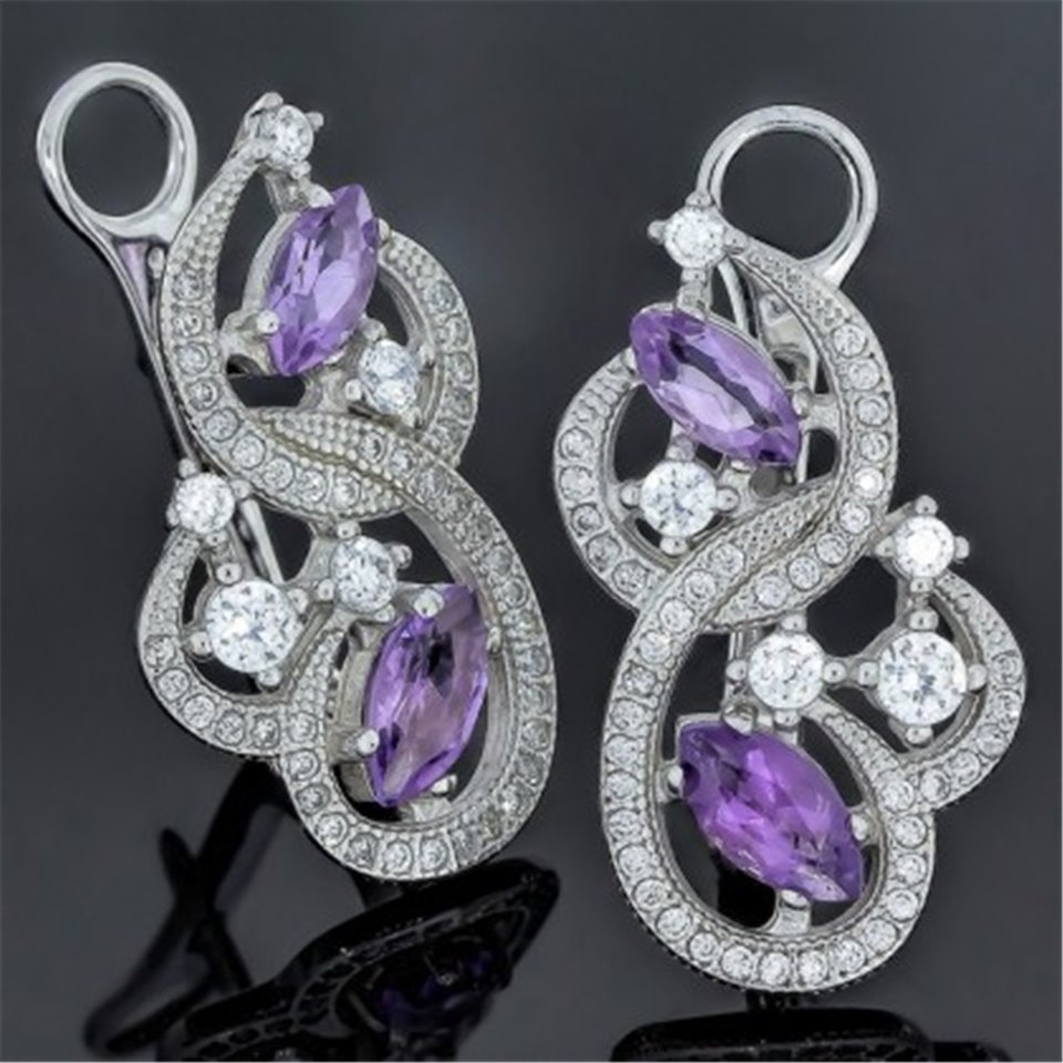 Сережки 417 аметист Rh Timofeev