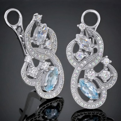 Сережки 417 топаз/цирконій білий Rh Timofeev