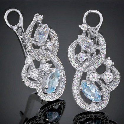 Сережки 417 топаз/цирконій білий Rh Timofeev