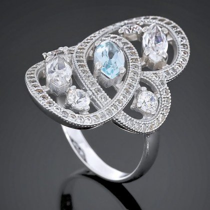 Перстень 417 топаз/цирконій білий Rh Timofeev