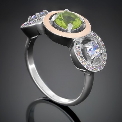 Перстень 394 хризоліт Rh Timofeev