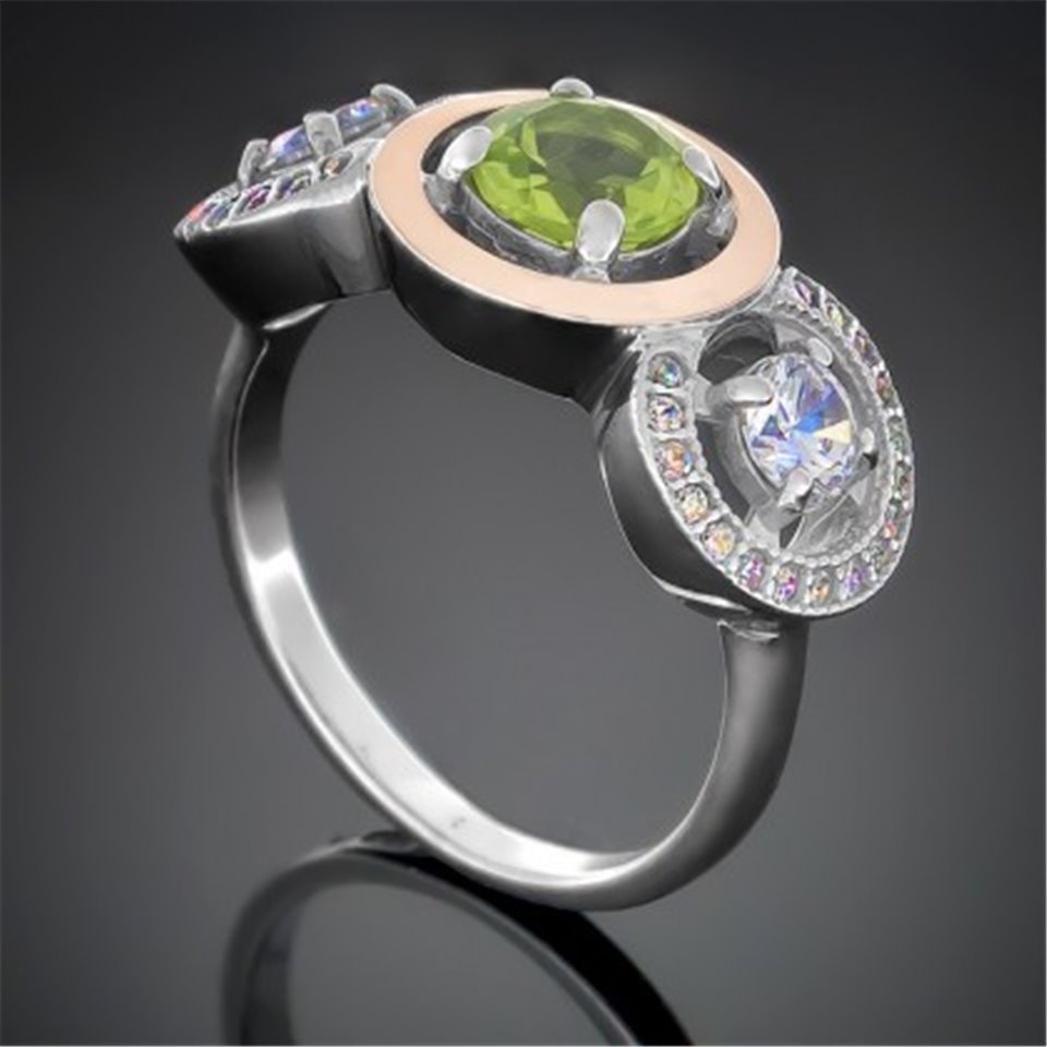 Перстень 394 хризоліт Rh Timofeev