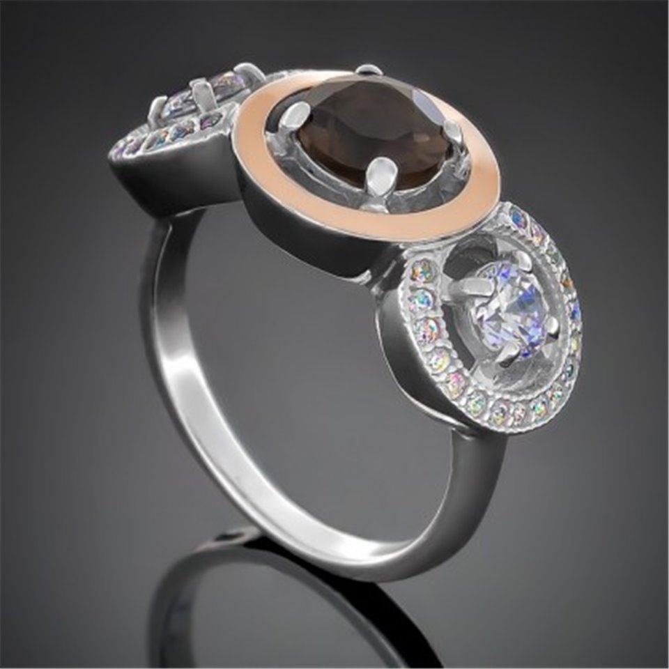 Перстень 394 раухтопаз Rh Timofeev