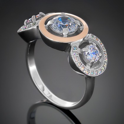 Перстень 394 цирконій білий Rh Timofeev