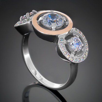 Перстень 394 цирконій білий Rh Timofeev