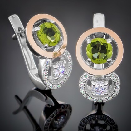 Сережки 394 хризоліт Rh Timofeev