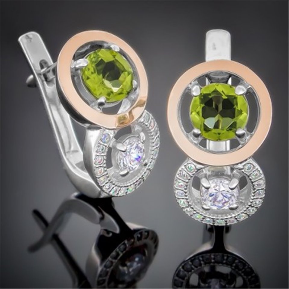 Сережки 394 хризоліт Rh Timofeev