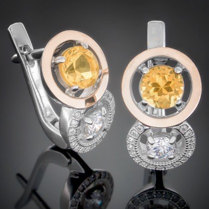 Сережки 394 цитрин Rh Timofeev