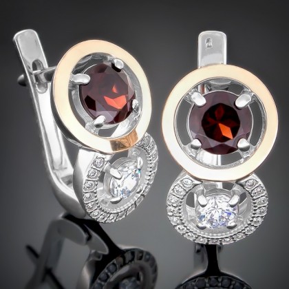 Сережки 394 гранат Rh Timofeev