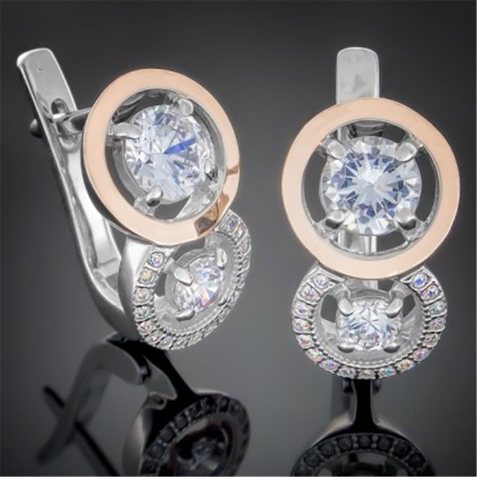 Сережки 394 цирконій білий Rh Timofeev