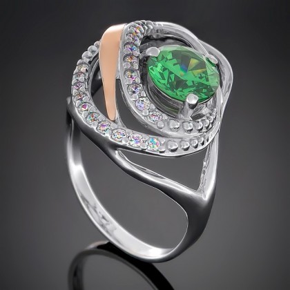 Перстень 402 цирконій зелений Rh Timofeev