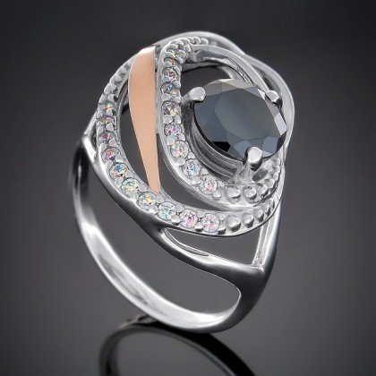 Перстень 402 цирконій чорний Rh Timofeev