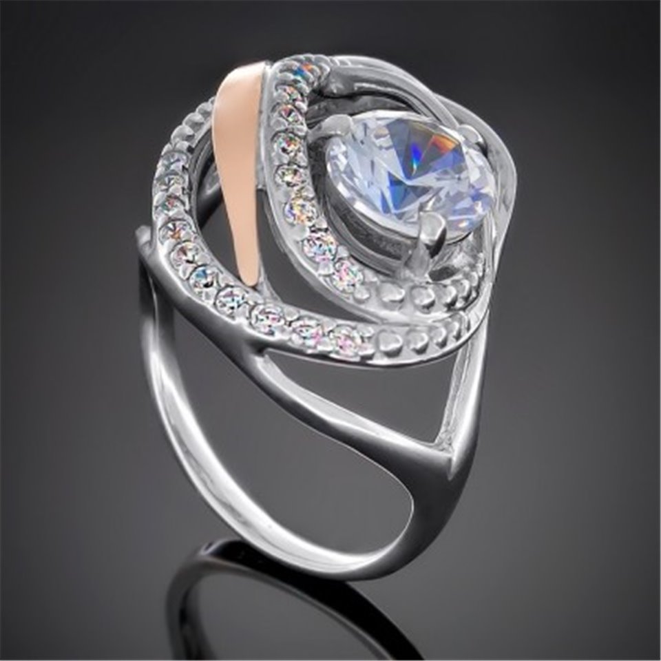 Перстень 402 цирконій білий Rh Timofeev