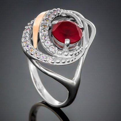 Перстень 402 альпініт червоний Rh Timofeev