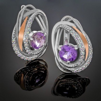 Сережки 402 аметист Rh Timofeev