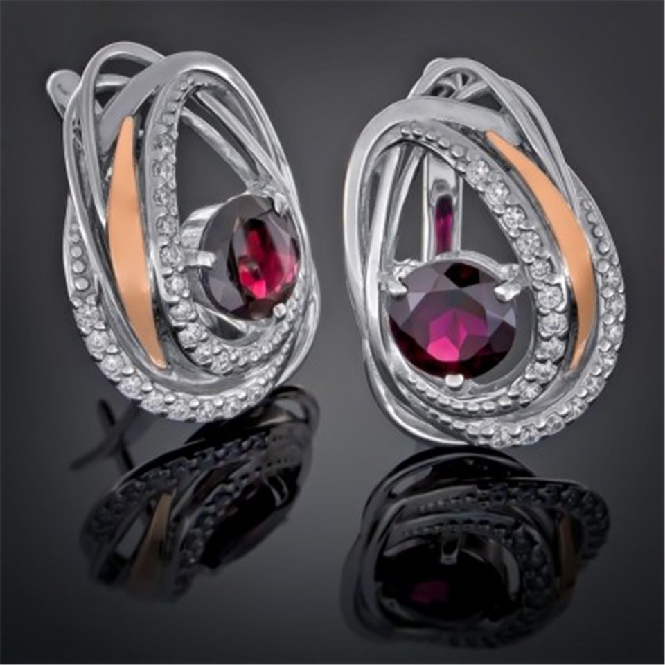 Сережки 402 гранат Rh Timofeev