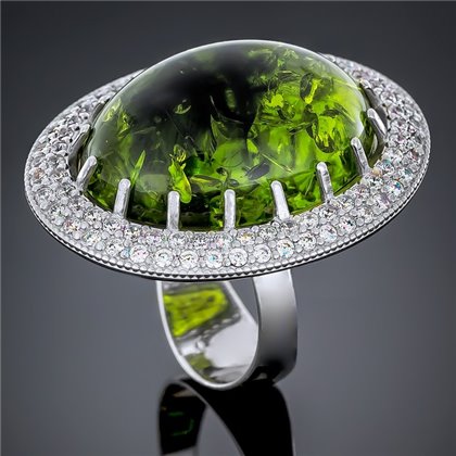 Перстень 476 янтарь зелений імітація Rh Timofeev