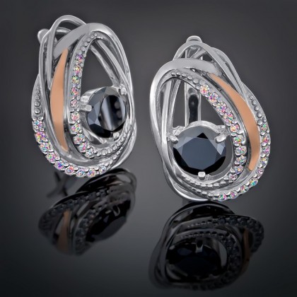 Сережки 402 цирконій чорний Rh Timofeev