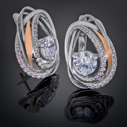 Сережки 402 цирконій білий Rh Timofeev