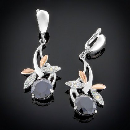 Сережки 53 чорний Rh Timofeev