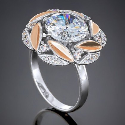 Перстень 419 цирконій білий Rh Timofeev