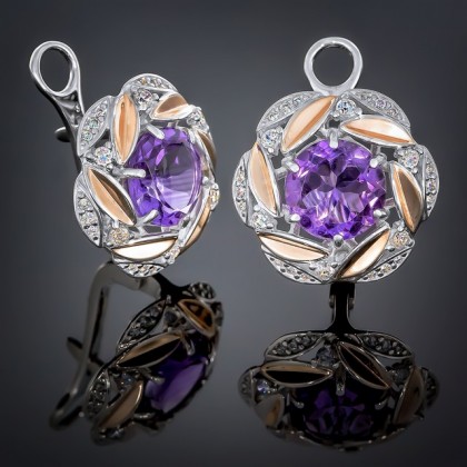 Сережки 419 аметист Rh Timofeev