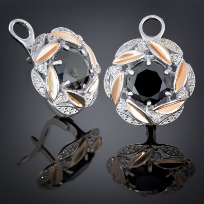 Сережки 419 цирконій чорний Rh Timofeev