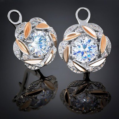 Сережки 419 цирконій білий Rh Timofeev