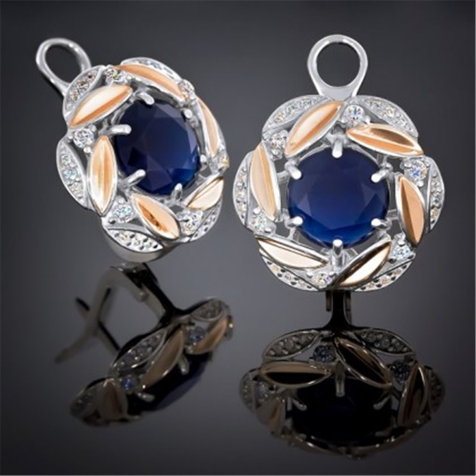 Сережки 419 альпініт синій Rh Timofeev