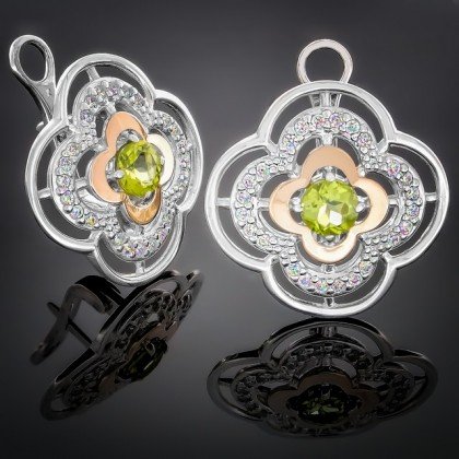 Сережки 395 хризоліт Rh Timofeev