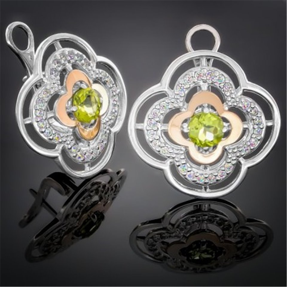 Сережки 395 хризоліт Rh Timofeev