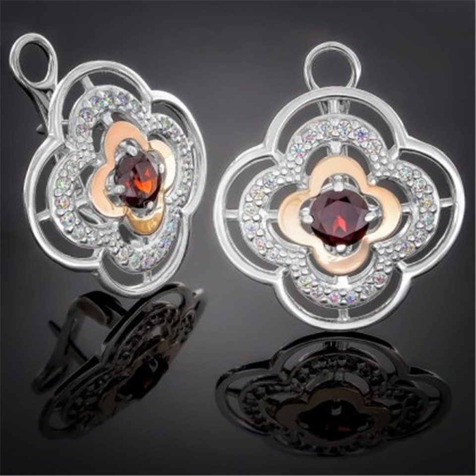 Сережки 395 гранат Rh Timofeev