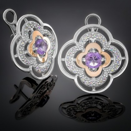 Сережки 395 аметист Rh Timofeev