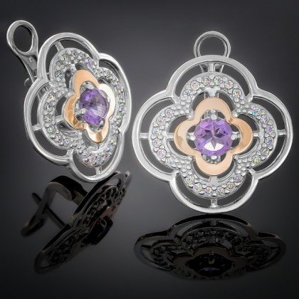 Сережки 395 аметист Rh Timofeev