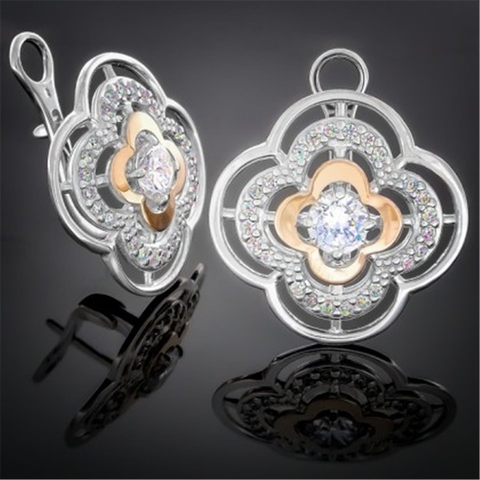 Сережки 395 цирконій білий Rh Timofeev