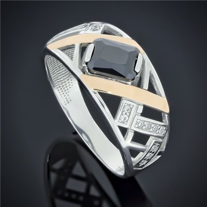 Перстень 457 цирконій чорний Rh Timofeev