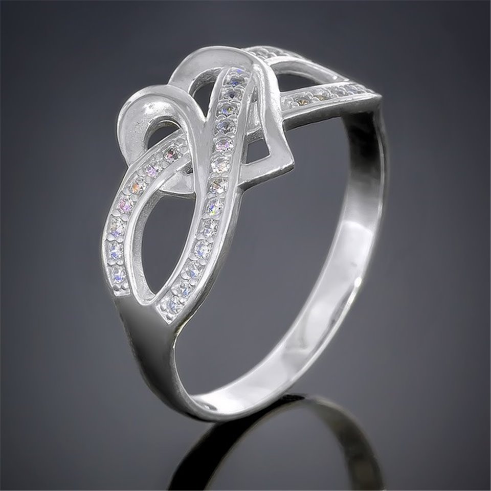 Перстень 446 цирконій білий Rh Timofeev