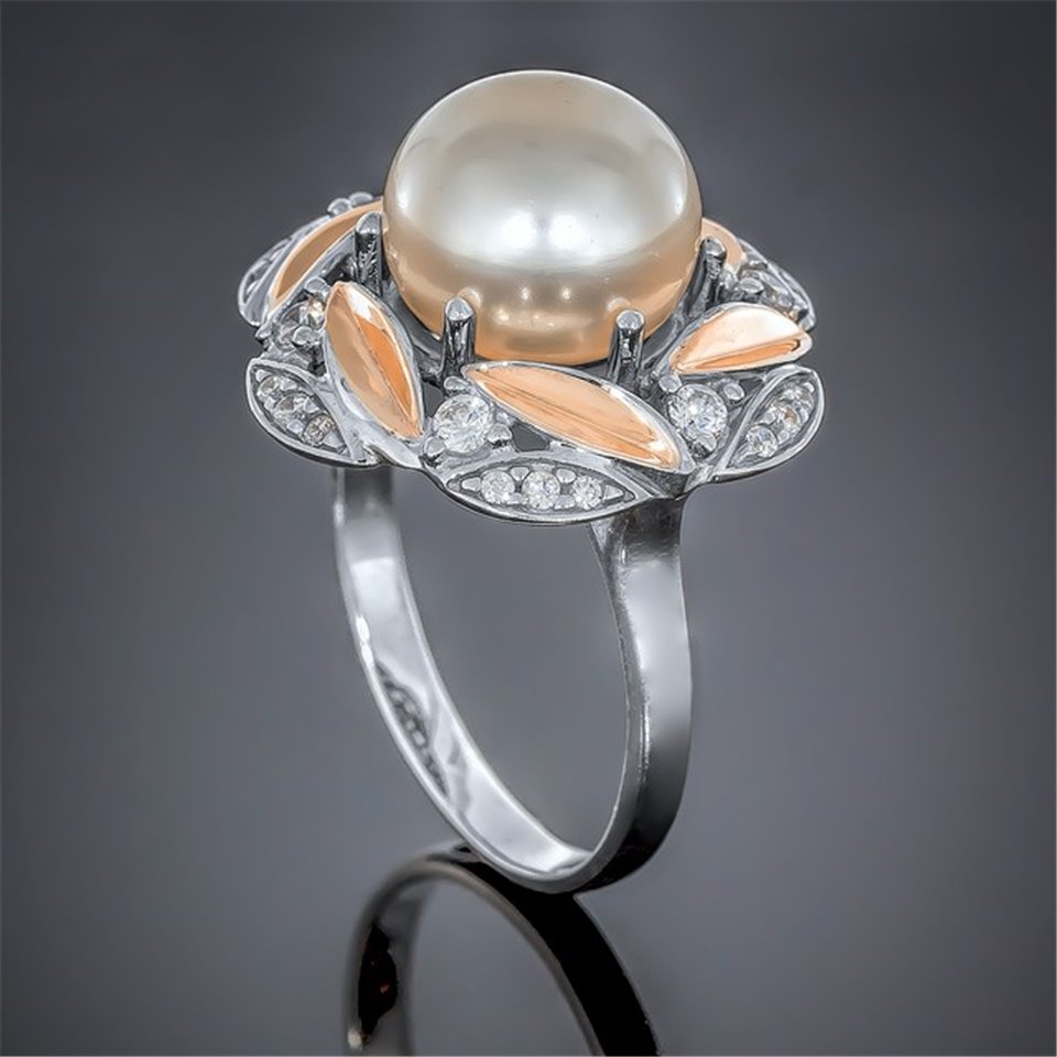 Перстень 432 перлина біла Rh Timofeev