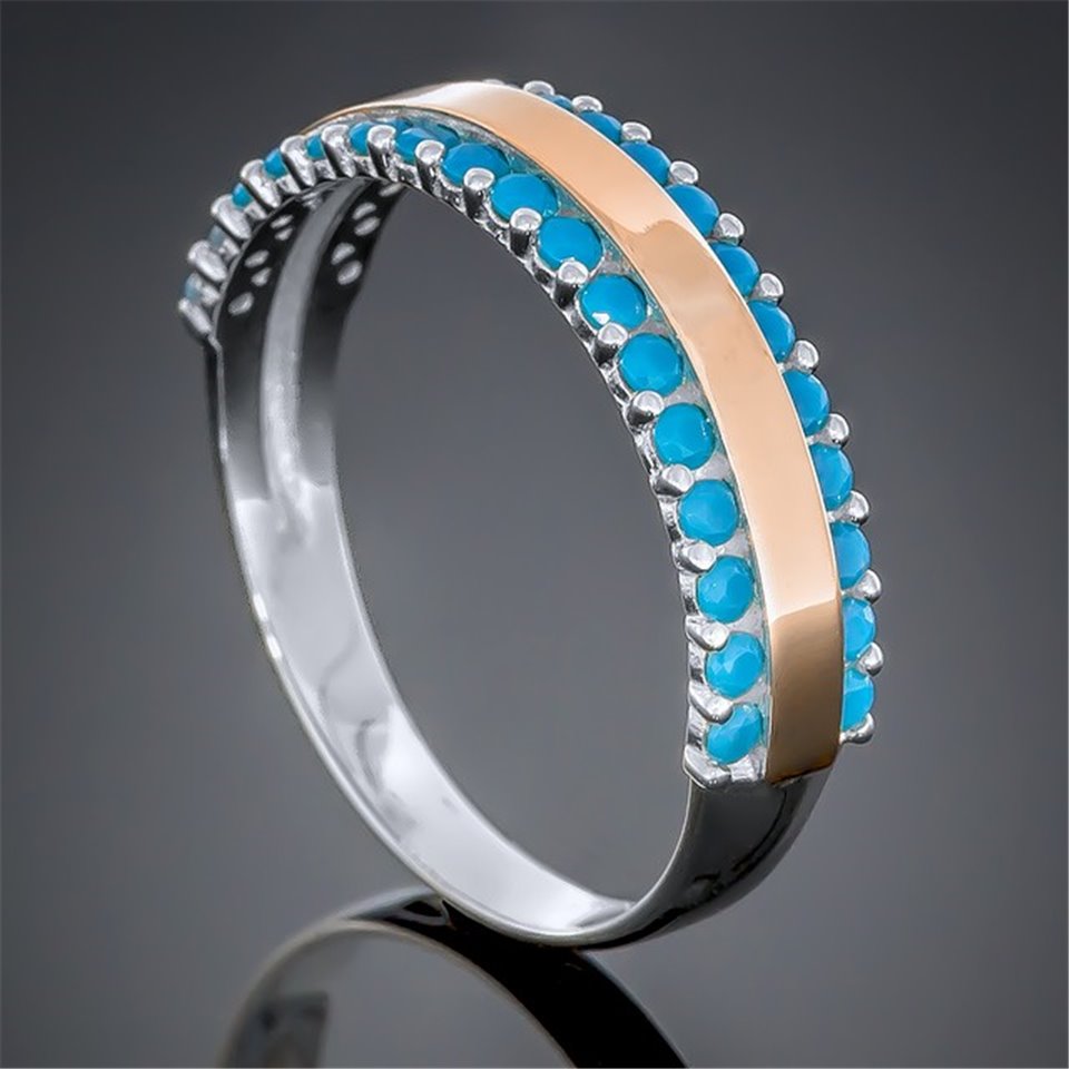 Перстень 423 цирконій бірюза Rh Timofeev