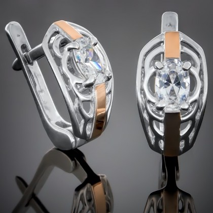 Сережки 413 цирконій білий Rh Timofeev