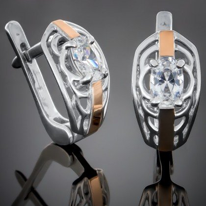 Сережки 413 цирконій білий Rh Timofeev