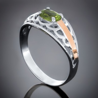 Перстень 413 хризоліт Rh Timofeev