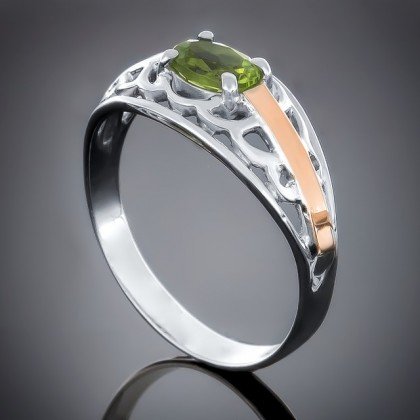 Перстень 413 хризоліт Rh Timofeev