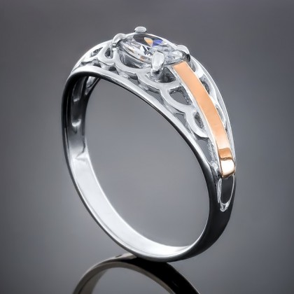 Перстень 413 цирконій білий Rh Timofeev