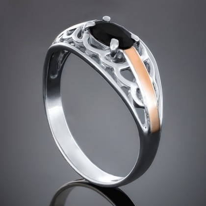 Перстень 413 цирконій чорний Rh Timofeev