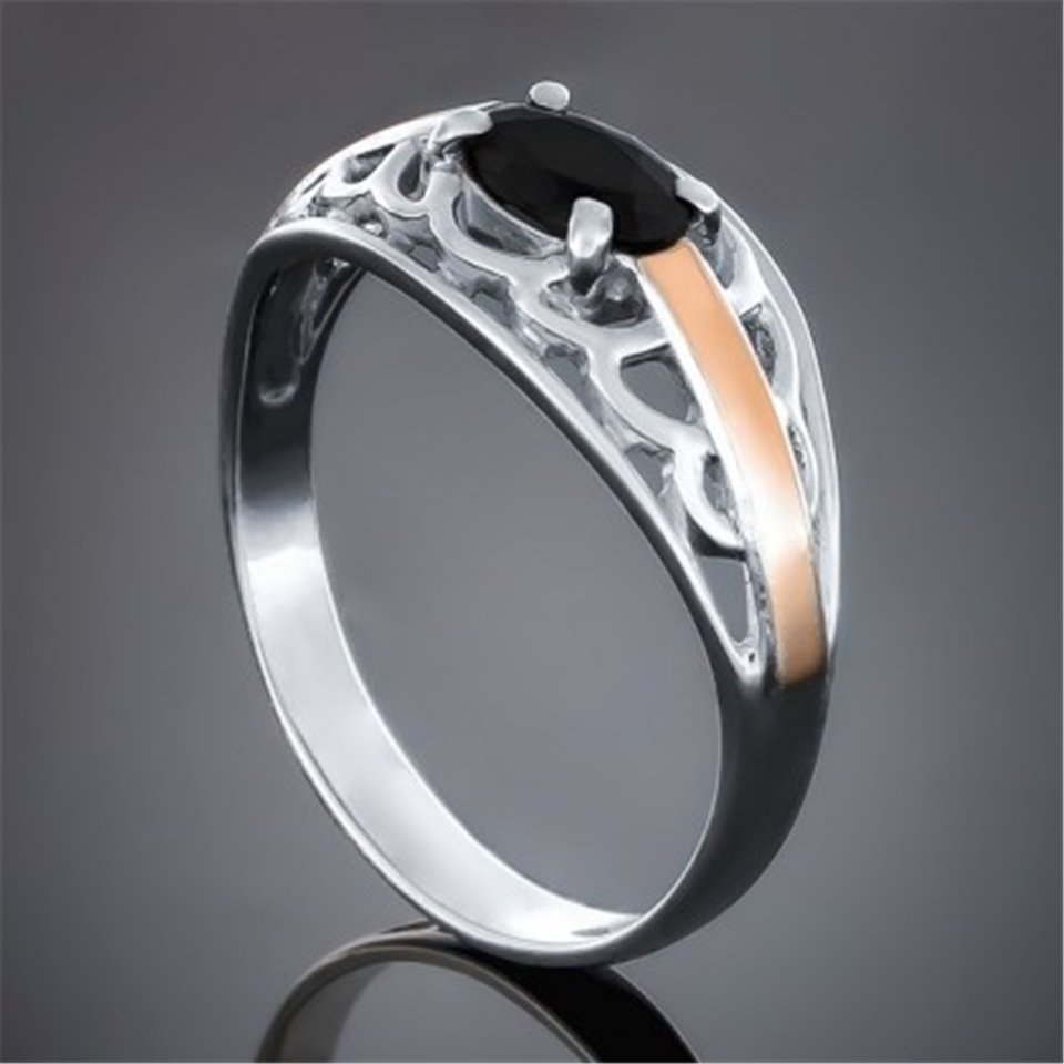 Перстень 413 цирконій чорний Rh Timofeev