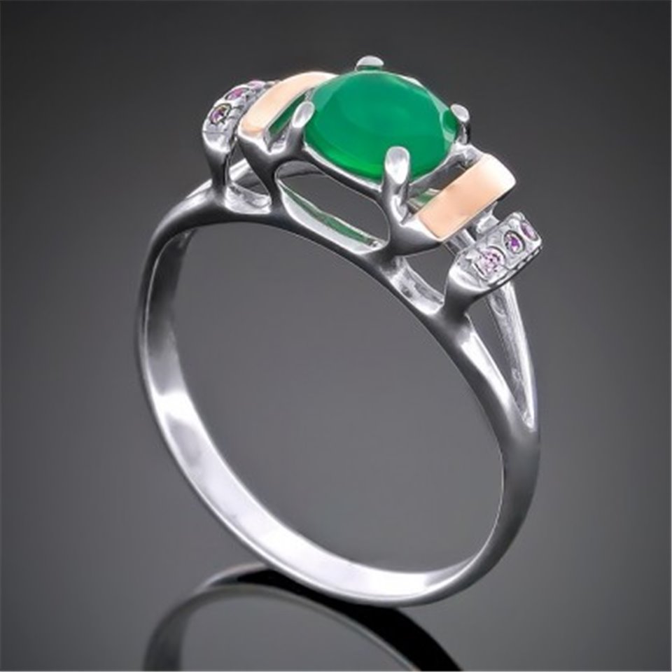 Перстень 411 агат зелений Rh Timofeev