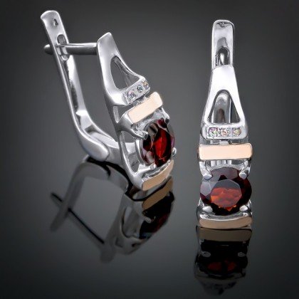 Сережки 411 гранат родій Timofeev