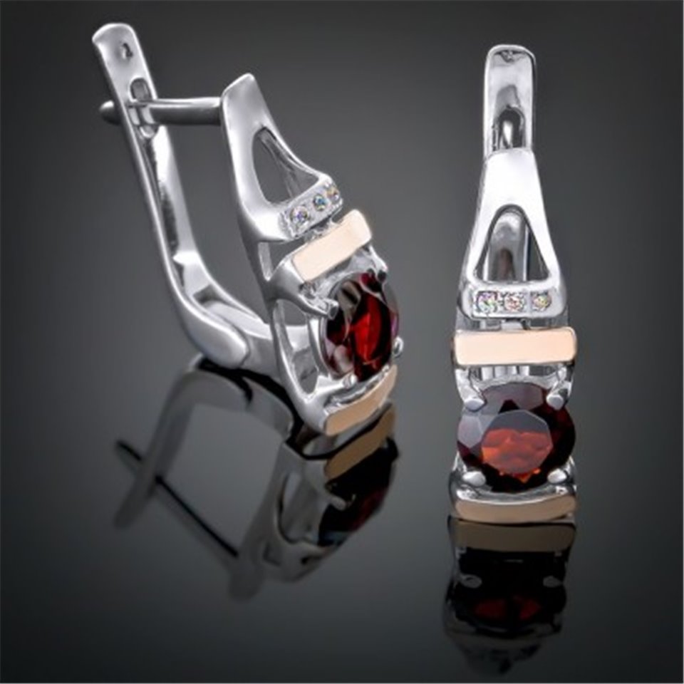 Сережки 411 гранат родій Timofeev